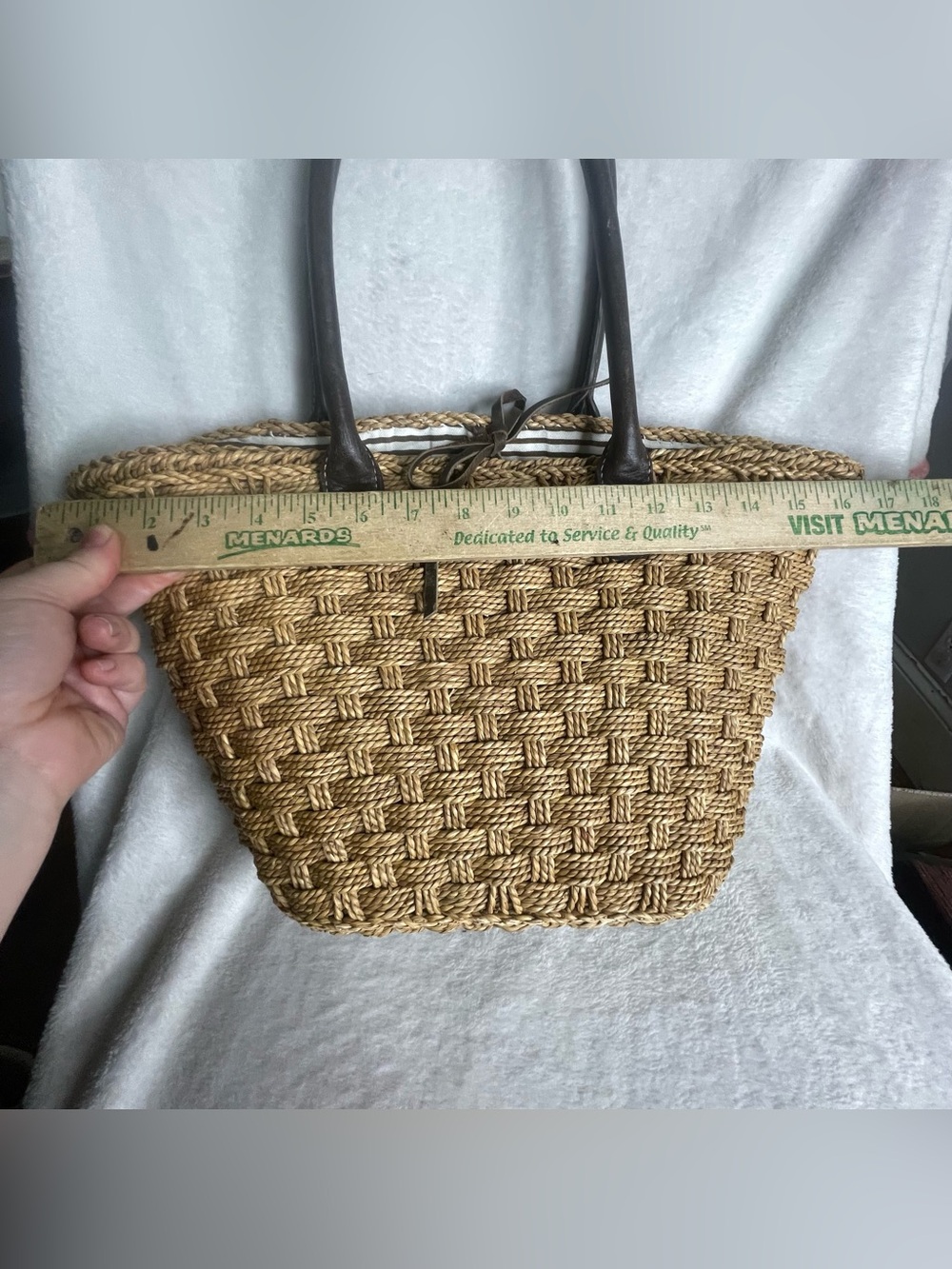 J.Crew Basket Weave Straw Market Basket Tote Beach Bag 82574 - Picture 5 of 10